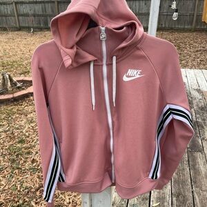 Nike Rose Full-Zip Hoodie with Striped Sleeves
